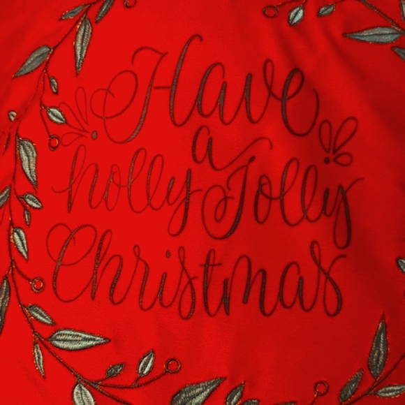 2 Christmas Throw Pillows Pair Holiday Velour Embroidered - Picture 2 of 8